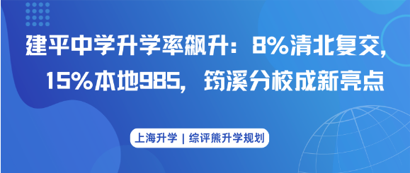 建平中学升学率飙升:8%清北复交,15%本地985,筠溪分校成新亮点